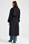 Oversized Trench Coat with Cape and Belt Detail, Water Repellent, Black 6896 - 7