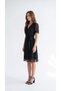 Apsen Women's Polka Dot Double Breasted Collar Zippered Belt Detail Midi Black Chiffon Dress 4528-110 - 3