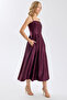 Flared Satin Midi Dress with Pockets - 2