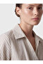 Lcw Studio Ecru Double-Breasted Collar Tie Striped Women's Shirt - 3