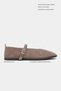 Nora Dark Beige Suede Leather Buckle Detail Flat Sole Women's Ballerinas - 3