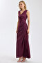 Double V-Neck Satin Double-Breasted Maxi Dress - 2