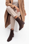 Women's Heeled Boots&Booties Blunt Toe Wood Pattern Heel Zippered Daily Classic Boots Noyes Brown Suede - 2