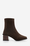 Women's Heeled Boots&Booties Blunt Toe Wood Pattern Heel Zippered Daily Classic Boots Noyes Brown Suede - 3