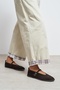 Nora Bitter Brown Suede Leather Buckle Detail Flat Sole Women's Ballerinas - 8