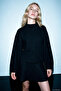 High Collar Oversize Knitwear Cardigan Black