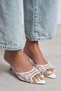 Anka White Mesh Bead Detailed Pointed Toe Women's Heeled Slippers - 3