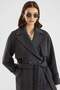 Long Premium Fabric Coat with Cape and Punto Stitching Detail Anthracite 3183 - 3