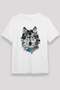 Wolf Printed Unisex White T-Shirt