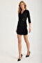Glitter Wrap Neckline Side Draped Dress - 2