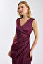 Double V-Neck Satin Double-Breasted Maxi Dress - 4