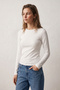 95% Cotton 5% Lycra Body-Fitting Magic Fit Women's Slim Fit Stretch Long Sleeve T-Shirt Compact Combed Single Jersey Slim Fit Flexible Basic White T-Shirt Elastane Blouse