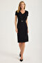 V-Neck Short Sleeve Belted Dress