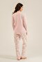 Women's Pink Uzunkol Pajama Set, with Pockets, Buttoned Collar, 50% Cotton 50% Modal Fabric - 7