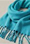 Puffy Soft Textured Thick Tasseled Women's Scarf Oversized Winter Shoulder Shawl Turquoise - 4
