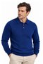 Men's Patterned Polo Collar Snap Fastener Sweater