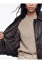 Women's Oversize Bomber Leather Look Jacket - 4