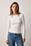 95% Cotton 5% Lycra Body-Fitting Magic Fit Women's Slim Fit Stretch Long Sleeve T-Shirt Compact Combed Single Jersey Slim Fit Flexible Basic White T-Shirt Elastane Blouse - 2