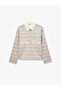 Three-Thread Ribbed Cotton Long Sleeve Comfortable Fit Striped Polo Collar Sweatshirt