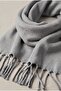 Puffy Soft Textured Thick Tasseled Women's Scarf Oversized Winter Shoulder Shawl Gray - 5
