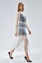 Tulle Button Lace up Dress - 2