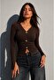 Women's Gathered Accessory Detailed Spanish Sleeve Slit Blouse - 3