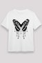 Melting Butterfly Printed Unisex White T-Shirt