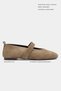 Tectum Rome Beige Suede Leather Mid-Strap Flat Sole Women's Ballerinas - 3