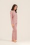 Women's patterned pink pajama set, boxed pajamas, shirt collar, pocket detailed 50% cotton 50% modal fabric, - 3
