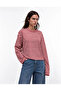 Women's Red Long Sleeve Striped T-Shirt 0097 - 2