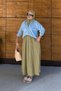 Women's Draped Tencel Fabric Long Skirt with Elastic Waist - 6