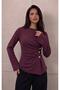 Spanish Sleeve Women's Blouse with Drapes and Buttons - 3