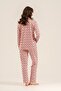 Women's patterned pink pajama set, boxed pajamas, shirt collar, pocket detailed 50% cotton 50% modal fabric, - 6