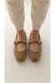 Women's Dark Mink Rabbit Fur Buckle Daily Ballerinas 1 cm Byndtav01 - 7
