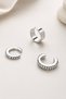 Women's Zircon Stone Silver Detailed 3-Piece Ear Cuff Cartilage Earring Set - 4