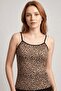Women's Leopard Patterned Thin Strap Bamboo Athlete Top Breathable Rope Strap Casual Athlete Top