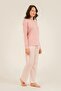 Women's dusty rose pajama set, buttoned collar, pocket detailed 50% cotton 50% modal fabric, - 2
