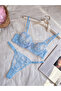 Baby Blue Bow Embroidered Underwire Bralette Set - 2