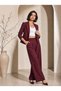 Office Comfort! Women's Thin Striped Long Sleeve Crop Jacket and High Waist Wide Leg Pants Two Piece Set - 2