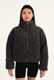 Women's Anthracite Stand Collar Long Sleeve Coat with Zipper Detail