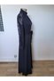 Women's long sleeve turtleneck dress with drop detail, belted waist, and slit - janjan crepe - 5