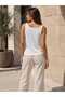 Women's U-Neck Metal Accessory Detailed Sleeveless Viscose Modal Blouse - 3