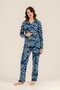 Women's sax long sleeve pajama set, buttoned collar, pocket detailed 50% cotton 50% modal fabric, - 8