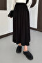 Women's Elastic Waist Pocketed Tencel Fabric Long Flared Skirt