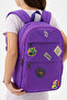 Girl's Backpack with Badge, Multiple Compartments, Zippered Water Bottle Pocket, School Daily Model Plcan 26040