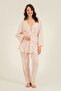 Women's striped dusty pink 3-piece pajama set, boxed pajamas, 50% cotton 50% modal fabric. - 6