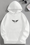 Unisex 3 Thread Cotton White Flys Print Loose Fit Sweatshirt Hoodie - 2