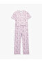 Camouflage Patterned Relaxed Fit Crew Neck Short Sleeve Pajama Set - 2