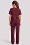 Women's 100% cotton short sleeve pajama set - burgundy - 2