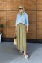 Women's Draped Tencel Fabric Long Skirt with Elastic Waist - 3